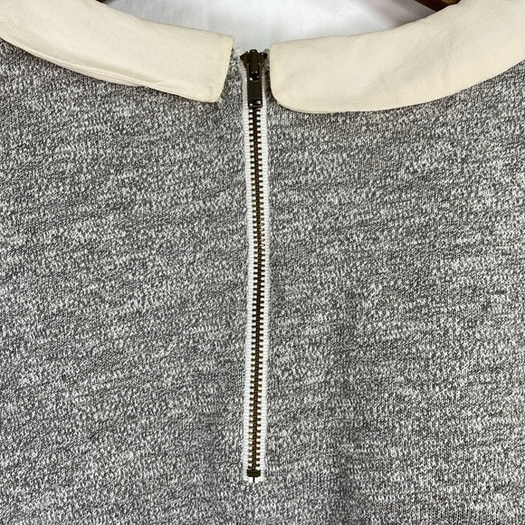 J. Crew Gray with Cream Silk Trim Peter Pan Collar Long Sleeve Shirt Top, Size S - Picture 8 of 13